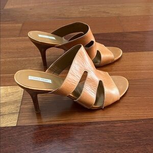 COLE HAAN camel tan leather heeled open toe sandals Resortwear wedding guest 11